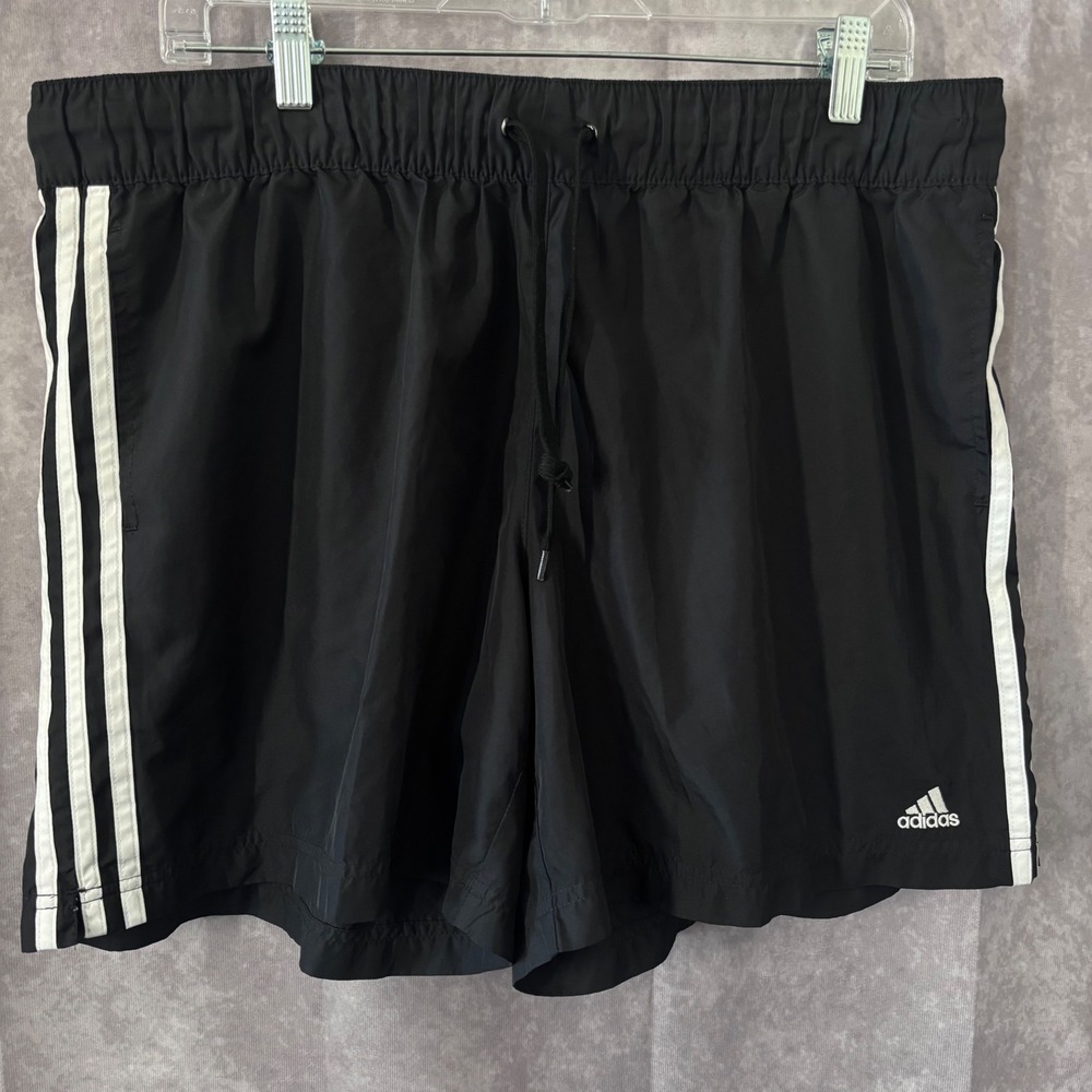 Vintage 90s Adidas Mens XLarge Black 3 Stripes Soccer Shorts Y2K Activewear